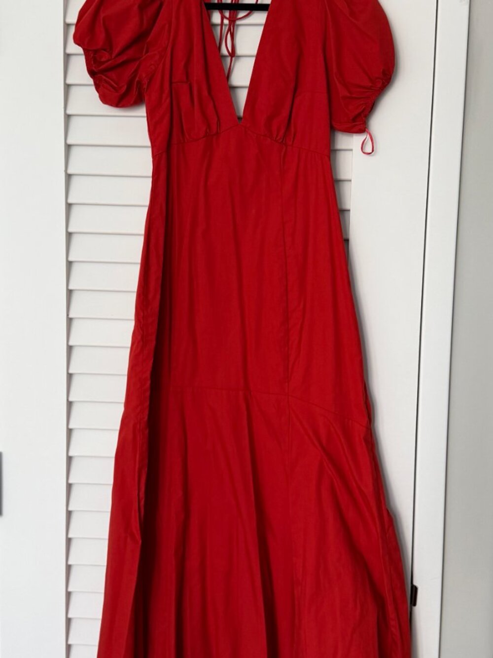 Abercrombie Puff Sleeve Slim Poplin Midi Dress, S